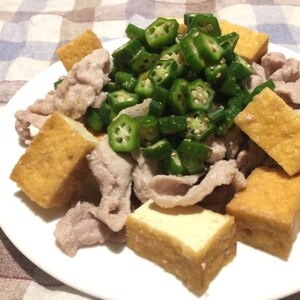 簡単！美味しい！　厚揚げのオクラのせ